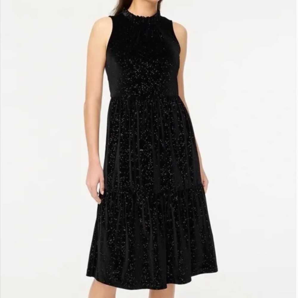 *SOLD* NWT JCrew Black Velvet holiday dress with sparkles size 6